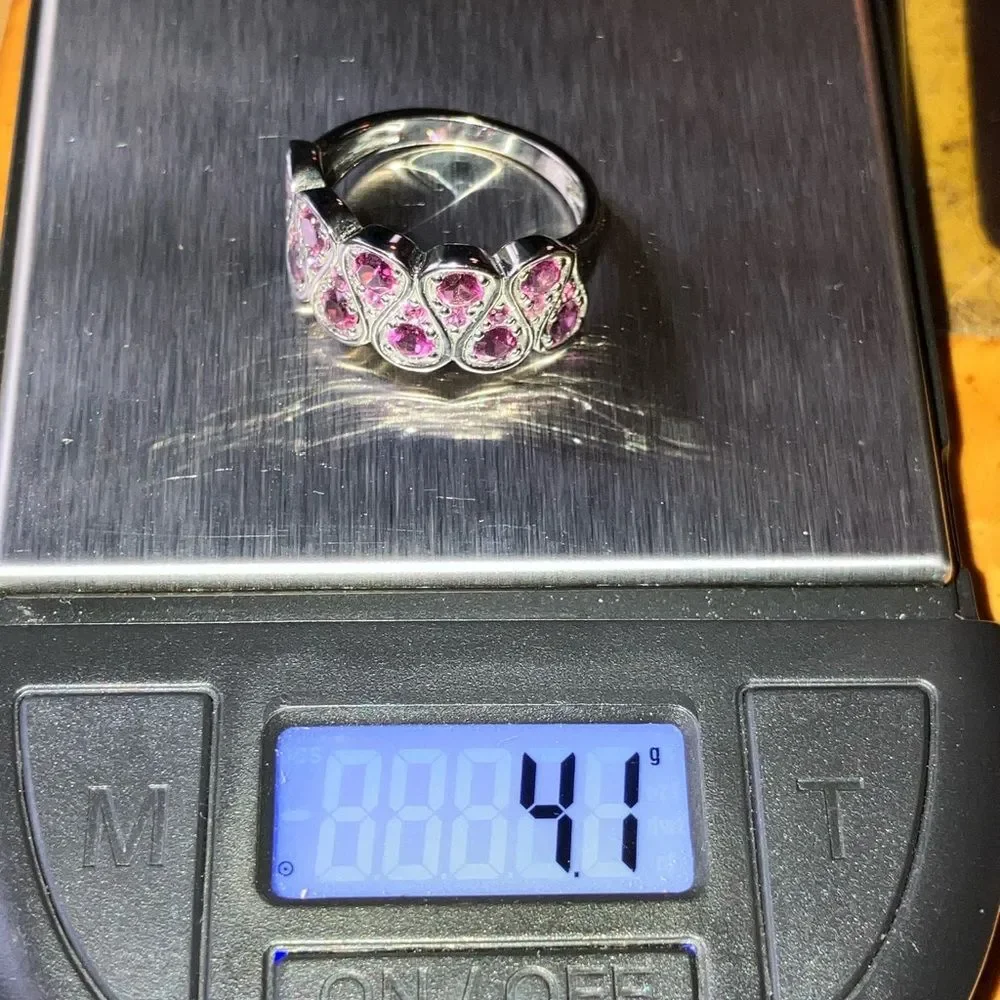 Natural Raspberry Garnet Black Rhodium Over Sterling Silver Ring Size 7